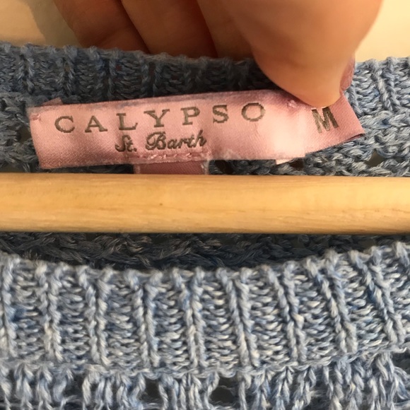 Calypso St. Barth sky blue Linen sweater - Picture 4 of 6